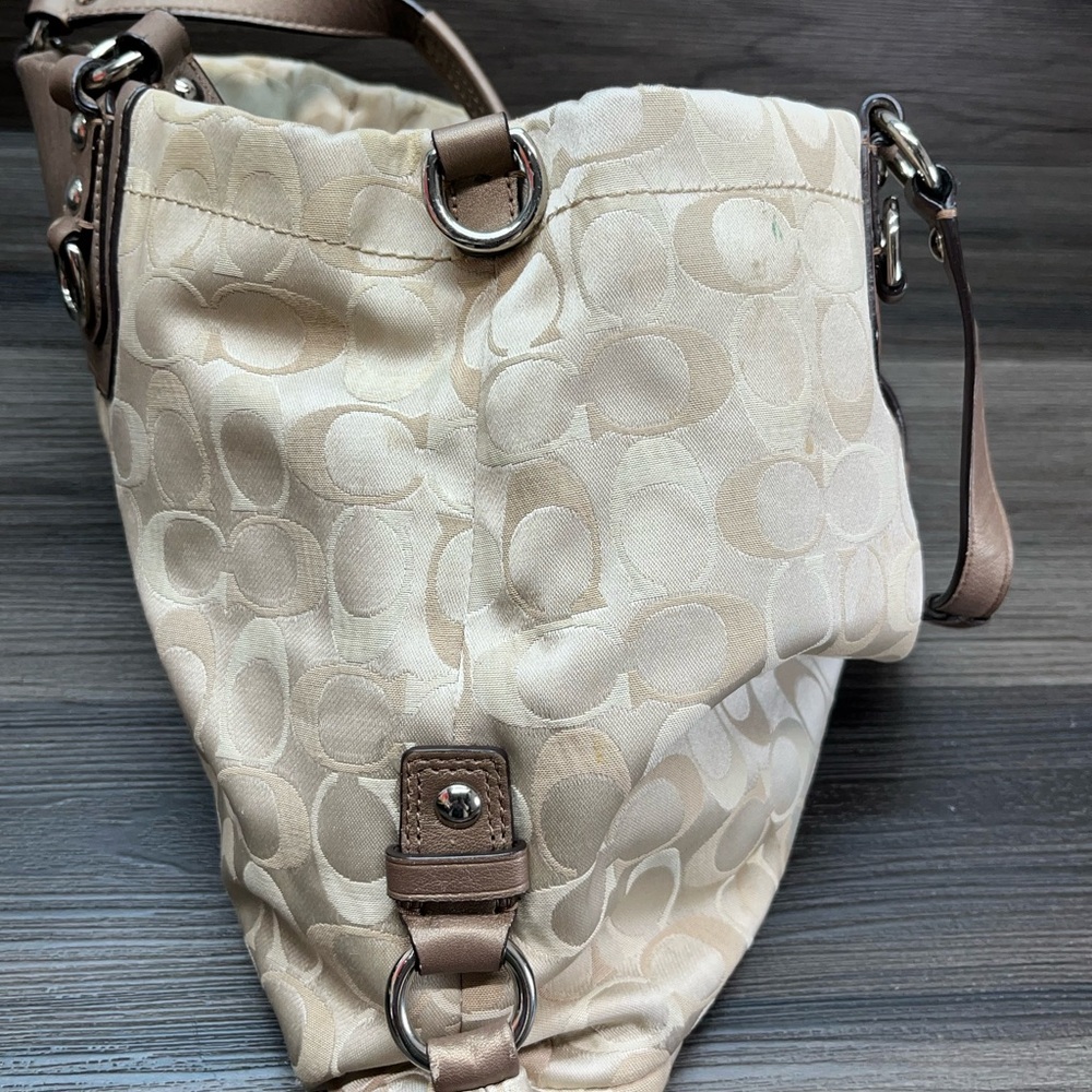 Coach Cream and Brown Signature Tote - Picture 7 of 13
